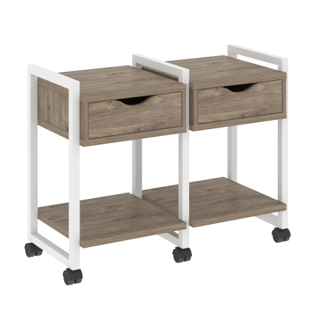 Тумба на колесных опорах наборная VR.L-TN-1.K 970x460x767 (Тиквуд Темный/Белый металл)