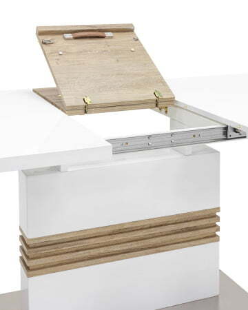 Стол обеденный Тампа раскладной 160-200*90 глянцевый белый (Стол обеденный Тампа белый)