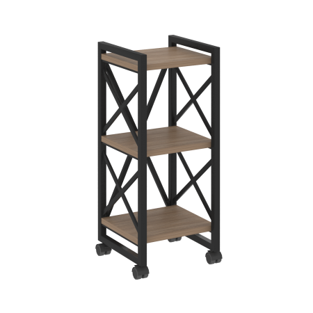 Стеллаж на колесных опорах-3 полки VR.L-MST.K-3.4 400x400x968 (Дуб Аризона/Черный металл)