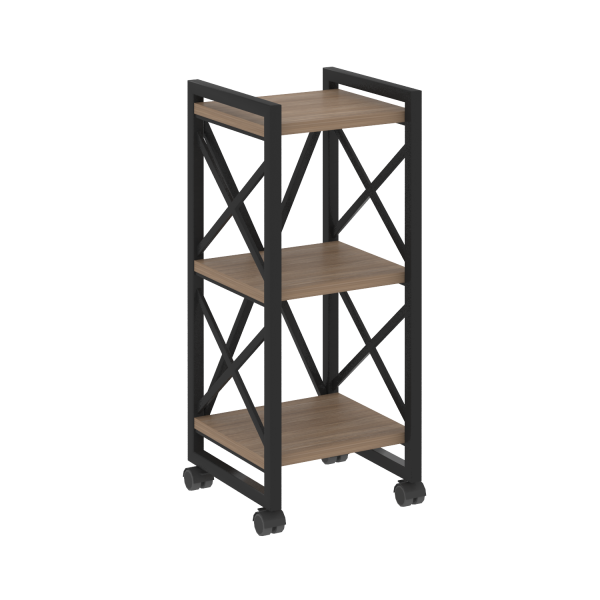 Стеллаж на колесных опорах-3 полки VR.L-MST.K-3.4 400x400x968 (Дуб Аризона/Черный металл)