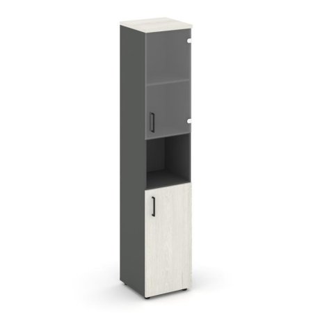 Шкаф высокий узкий SN.STU-105(R) (400х400х1982) (Антрацит/Дуб Наварра/Прозрачный)
