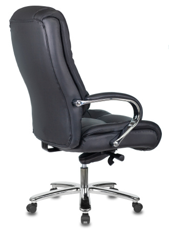 Кресло руководителя T-9925SL черный кожа крестов. металл хром (Черный)