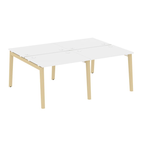 Рабочая станция на деревянных опорах Onix Wood OW.D.RS-4.1.7 1960x1475x750 (Белый Бриллиант/Дуб Светлый)