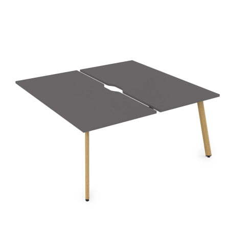 10БДКВ.268 Стол системы Бенч с вырезом, сдвоенный, на 2 рабочих места - конечный (1200x1235x750) (Graphit/Iron wood металл)