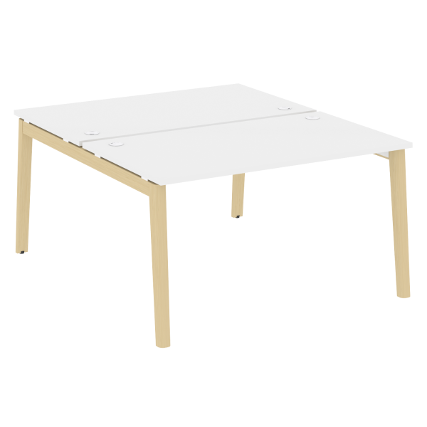 Рабочая станция на деревянных опорах Onix Wood OW.D.RS-2.3.8 1380x1635x750 (Белый Бриллиант/Дуб Светлый)