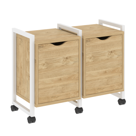 Тумба на колесных опорах наборная VR.L-TN-2.K 970x460x767 (Тиквуд Светлый/Белый металл)