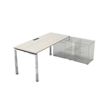 Стол рабочий, прямолинейный, правый Gloss НСТП-П.995 1800x900x750 (IvoryХром)