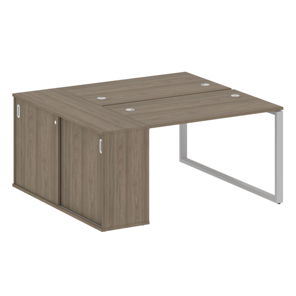 Рабочая станция с шкафом-купе на О-образном м/к Metal System Style БО.РС-СШК-1.2 Т 1610x1475x750 (Вяз/Серый металл)
