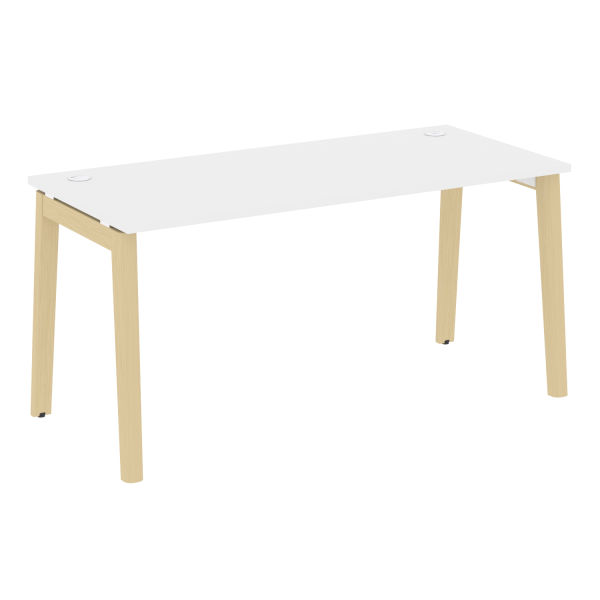 Стол рабочий на деревянных опорах Onix Wood OW.SP-4.7 1580x720x750 (Белый Бриллиант/Дуб Светлый)