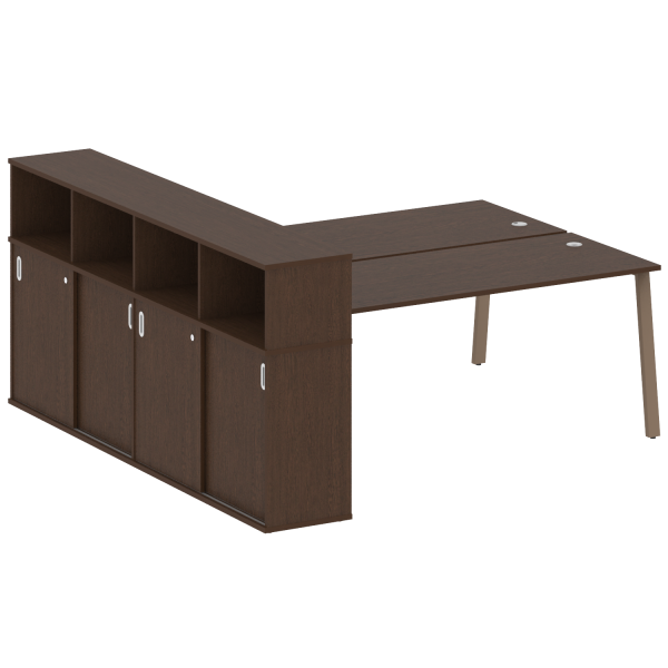 Рабочая станция с шкафом-купе на А-образном м/к Metal System Style БА.РС-СШК-4.5 Т 2210x2332x1098 (Венге Цаво/Мокко металл)