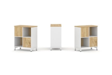 Набор стеллажа 2-х сторонний, 2 яруса SN.NSD-221 (754х400х881) (Белый/Тиквуд Светлый/Металл Белый)