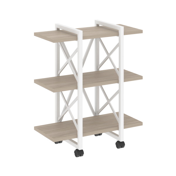 Стеллаж на колесных опорах-3 полки VR.L-MST.K-3.4V 800x400x968 (Дуб Аттик/Белый металл)