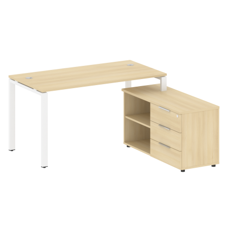 Рабочая станция с опорной тумбой правая Metal System Style БП.РС-СТС-2.3 Пр 1500x1520x750 (Акация/Белый металл)
