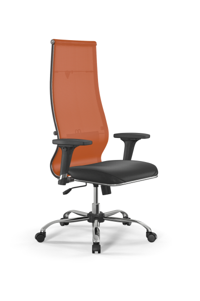 Кресло для руководителя Метта Sit 10 B1-163D - T+Extra /Km00/Wm12/D02P(M09.B21.G20.W01) (Черный | Оранжевый)