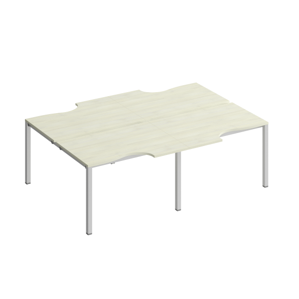 Рабочая станция со столами эргоном. на металлокаркасе КФ (4х120) Комфорт КФ К.1148-2 2400x1840x750 (Дуб шамони светлыйСерый)