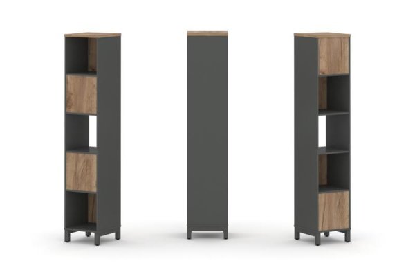 Набор стеллажа 2-х сторонний, 5 ярусов SN.NSD-511 (387х400х1982) (Антрацит/Дуб Табак/Металл Антрацит)