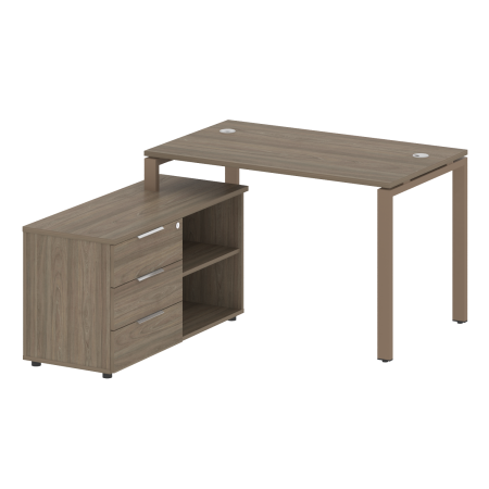Рабочая станция с опорной тумбой левая Metal System Style БП.РС-СТС-2.2 Л 1300x1520x750 (Вяз/Мокко металл)