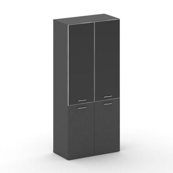 Шкаф широкий высокий Fresco FRU.ST-101 black (896x460x2000) (Базальт UM-Лакобель Черный-Лакобель Черный | Хром)