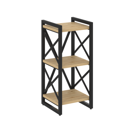 Стеллаж на регулируемых опорах-3 полки VR.L-MST.O-3.4 400x400x910 (Тиквуд Светлый/Черный металл)