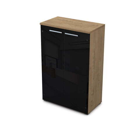 9Ш.017.7 Шкаф средний со стеклом (800x450x1245) (Teakwood)