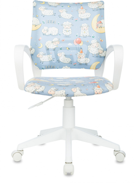 Кресло детское BUROKIDS 1 W голубой овечки крестов. пластик пластик белый (Мультиколор)