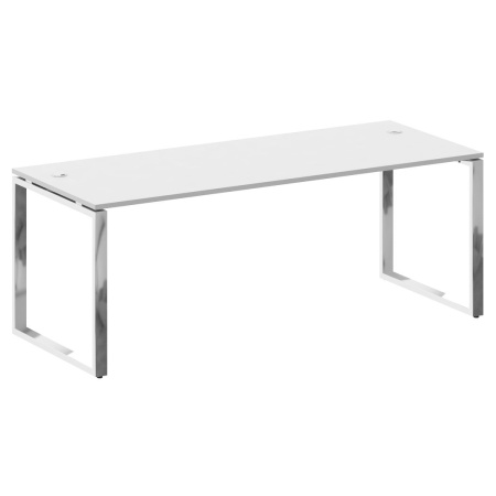 Стол рабочий руководителя на О-обр. м/к 2000x800x750 (Белый/Нерж. Сталь)
