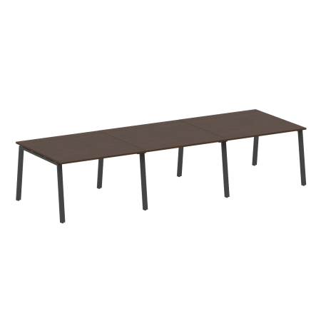 Стол для переговоров (3 столешницы) на А-образном м/к Metal System Style БА.ПРГ-3.2 3600x1235x750 (Венге Цаво/Антрацит металл)