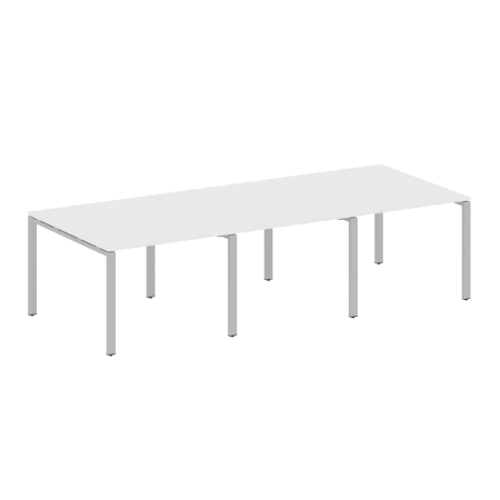 Переговорный стол 3 столешницы Metal System Style БП.ПРГ-3.1 3000x1235x750 (Белый/Серый металл)