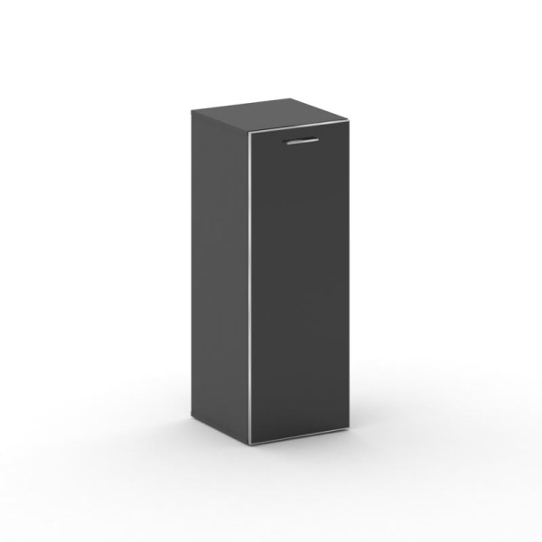 Шкаф узкий средний левый Fresco FR.SU-204 (L) black (450x460x1202) (Базальт UM-Лакобель Черный-Лакобель Черный | Хром)