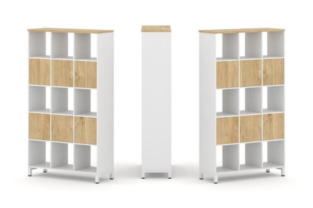 Набор стеллажа 2-х сторонний, 5 ярусов SN.NSD-531 (1121х400х1982) (Белый/Тиквуд Светлый/Металл Белый)