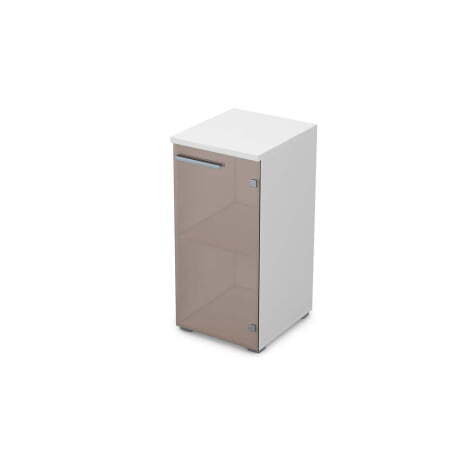 9П.023.2 Пенал низкий со стеклом (400x450x845) (Белый премиум)