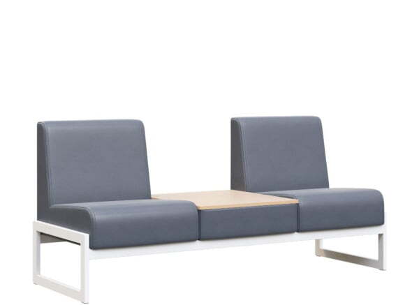 Диван двухместный со столиком универс. MD.D2-ST2  (1855х700х700) (Oregon Серый арт.17/Денвер светлый/Белый металл)