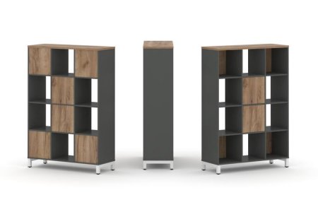 Набор стеллажа 1 сторонний, 4 яруса SN.NS-431 (1121х400х1615) (Антрацит/Дуб Табак/Металл Белый)