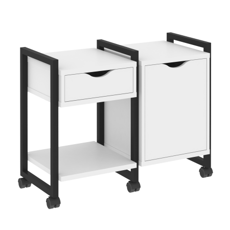 Тумба на колесных опорах наборная VR.L-TN-3.K 970x460x767 (Белый Бриллиант/Черный металл)