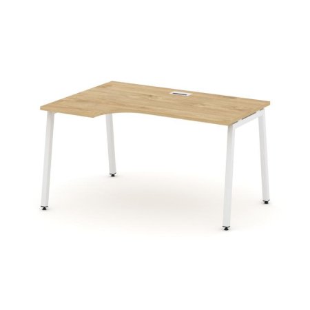 Стол рабочий эргономичный SN-4A.SPA-021(L) (1380х800/980х750) (Тиквуд Светлый/Металл Белый)
