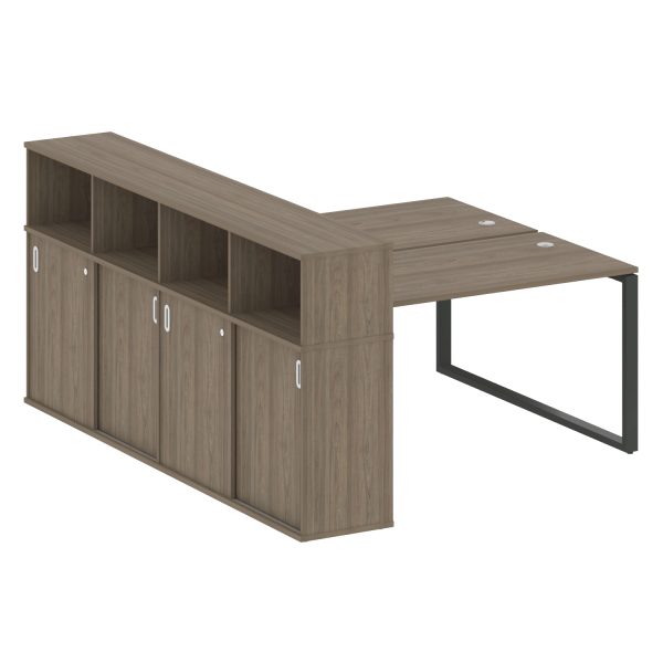 Рабочая станция с шкафом-купе на О-образном м/к Metal System Style БО.РС-СШК-4.3 Т 1810x2332x1098 (Вяз/Антрацит металл)