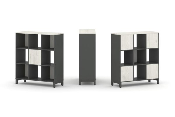 Набор стеллажа 2-х сторонний, 3 яруса SN.NSD-331 (1121х400х1248) (Антрацит/Дуб Наварра/Металл Антрацит)