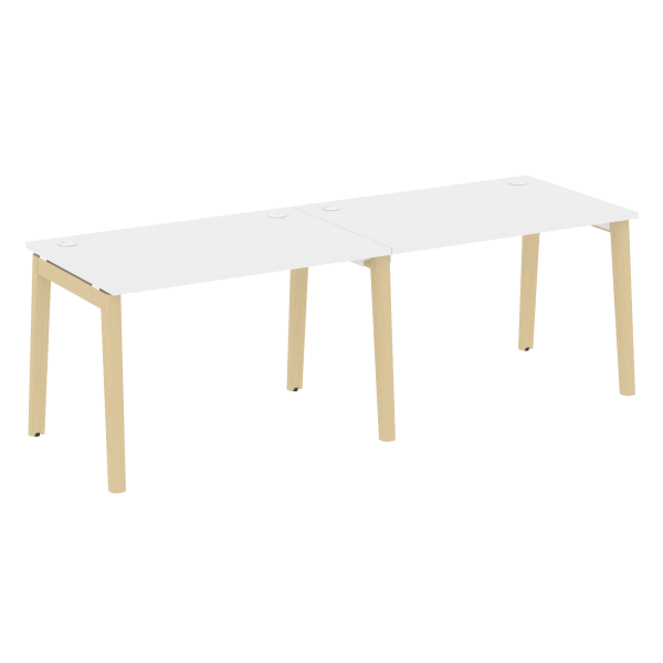 Рабочая станция на деревянных опорах Onix Wood OW.RS-2.2.8 2360x800x750 (Белый Бриллиант/Дуб Светлый)