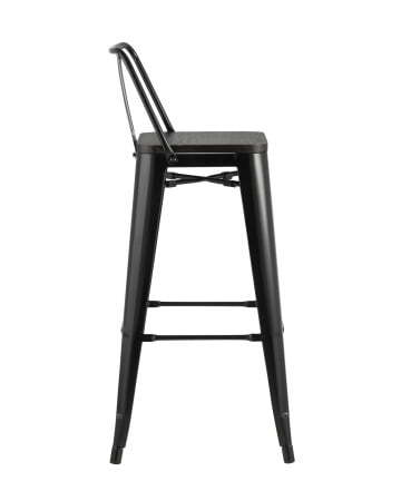 Стул барный TOLIX WOOD со спинкой черный глянцевый (Стул барный Tolix черный глянцевый)