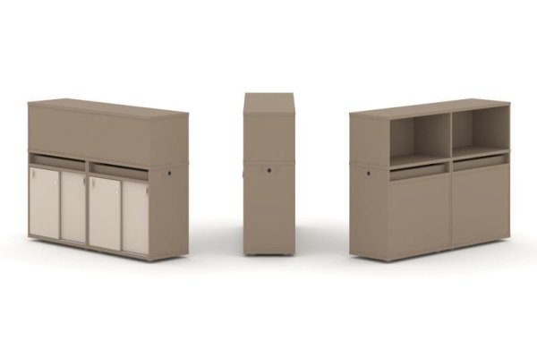 Тумба двойная + низкая надставка ES.NB.2N-5 (1500х410х1135) (Латте/Капучино)