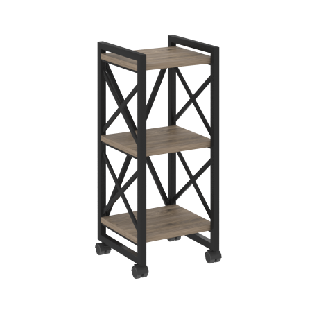 Стеллаж на колесных опорах-3 полки VR.L-MST.K-3.4 400x400x968 (Тиквуд Темный/Черный металл)