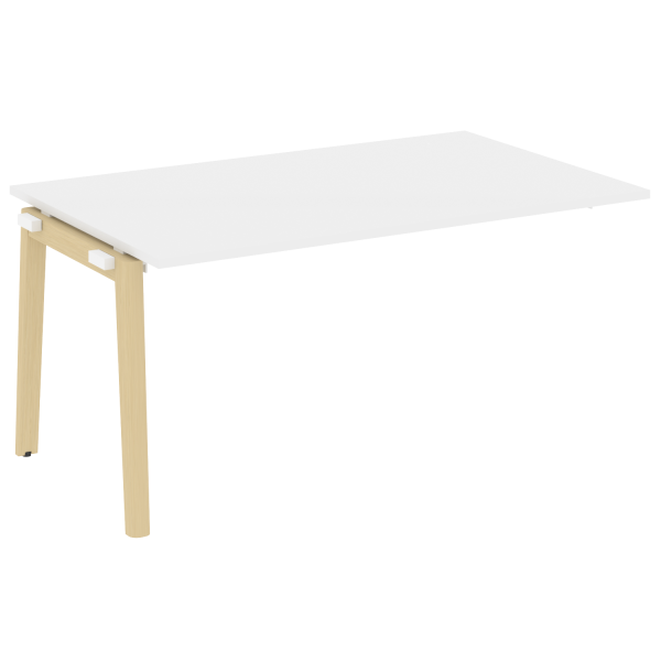 Проходной наборный элемент переговорного стола на деревянных опорах Onix Wood OW.NPRG-4 1580x980x750 (Белый Бриллиант/Дуб Светлый)