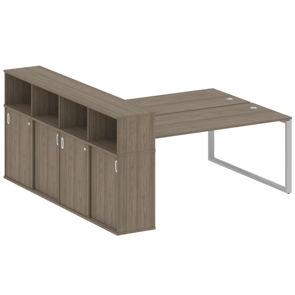 Рабочая станция с шкафом-купе на О-образном м/к Metal System Style БО.РС-СШК-4.5 Т 2210x2332x1098 (Вяз/Серый металл)