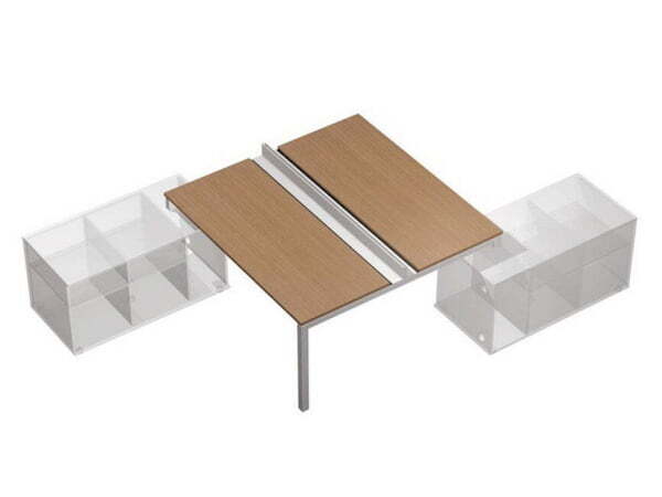 Рабочая станция (2х160) с ProSystem на 2-х опорных тумбах левых (БЕЗ ТУМБ) Profiquadro КВ 0152 БВ 21 (Белый премиум / Вишня скандинавскаяСерый)