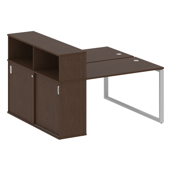 Рабочая станция с шкафом-купе на О-образном м/к Metal System Style БО.РС-СШК-2.2 Т 1610x1475x1098 (Венге Цаво/Серый металл)