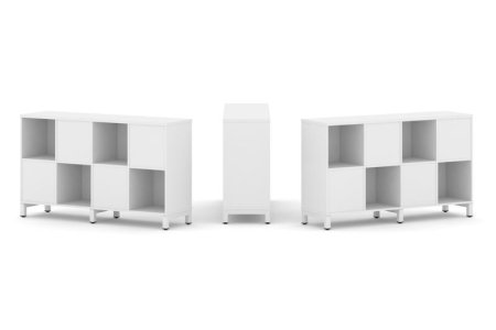 Набор стеллажа 2-х сторонний, 2 яруса SN.NSD-241 (1488х400х881) (Белый/Металл Белый)