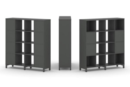 Набор стеллажа 1 сторонний, 4 яруса SN.NS-441 (1488х400х1615) (Антрацит/Металл Антрацит)