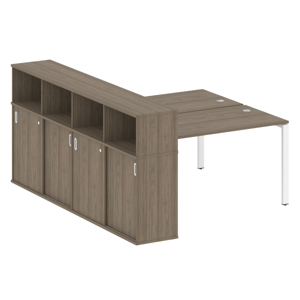 Рабочая станция с опорным шкафом-купе Metal System Style БП.РС-СШК-4.3 1910x2332x1098 (Вяз/Белый металл)