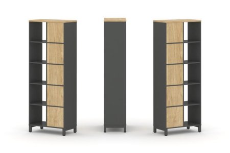 Набор стеллажа 2-х сторонний, 5 ярусов SN.NSD-521 (754х400х1982) (Антрацит/Тиквуд Светлый/Металл Антрацит)