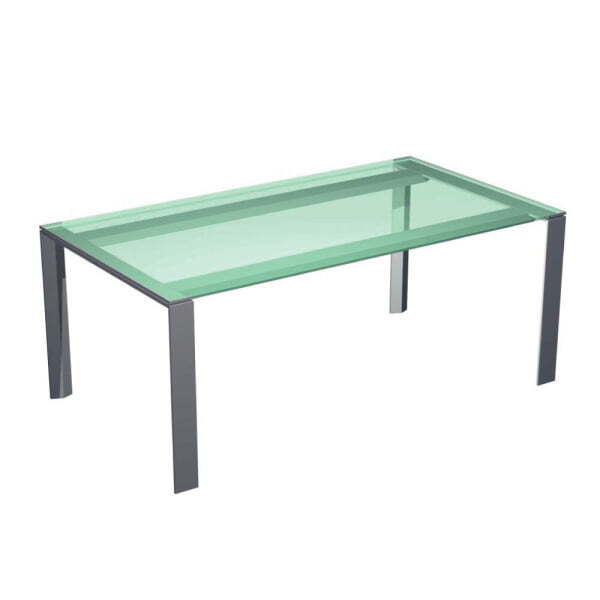 Стол руководителя П-опоры, ноги - хром, стекло белое X7 X7S11 C 1800x1000x720 (СтеклоСерый)